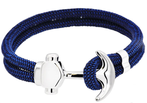 Blackjack Jewelry Blackjack Men's Bracelet Navy Twisted Cotton Anchor BJB225BL - Time After Time Watches