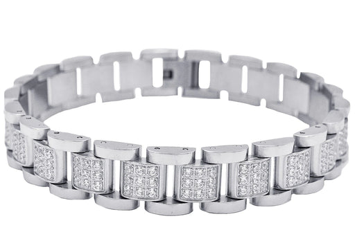 Blackjack Jewelry Blackjack Men's Bracelet SS & Clear CZ BJB256B - Time After Time Watches