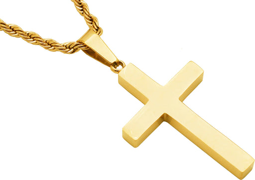 Blackjack Jewelry Blackjack Men's Cross Pendant Gold-Toned SS BJP184G - Time After Time Watches