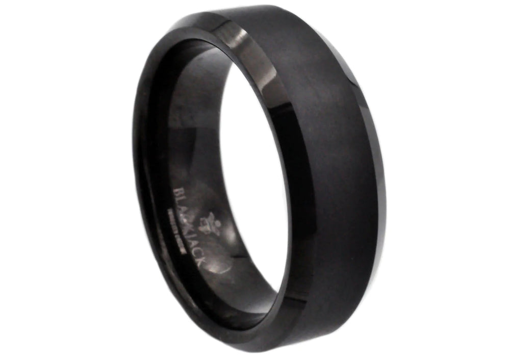 Blackjack Jewelry Blackjack Men's Black-Plated Tungsten Ring BJRT01B - Time After Time Watches