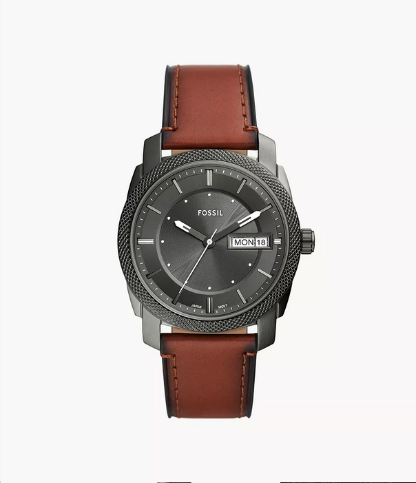 Fossil Fossil Machine Three-Hand Date Brown Leather Watch FS5900 - Time After Time Watches