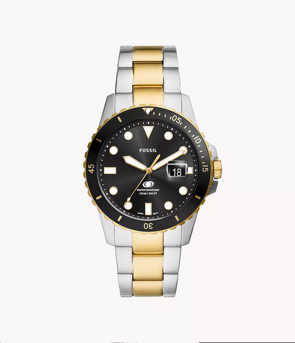 Fossil Fossil Blue Dive Three-Hand Date Two-Tone Stainless Steel Watch FS6031 - Time After Time Watches