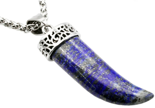 Blackjack Jewelry Blackjack Men's Lapis Lazuli Horn Necklace SS BJP163LL - Time After Time Watches