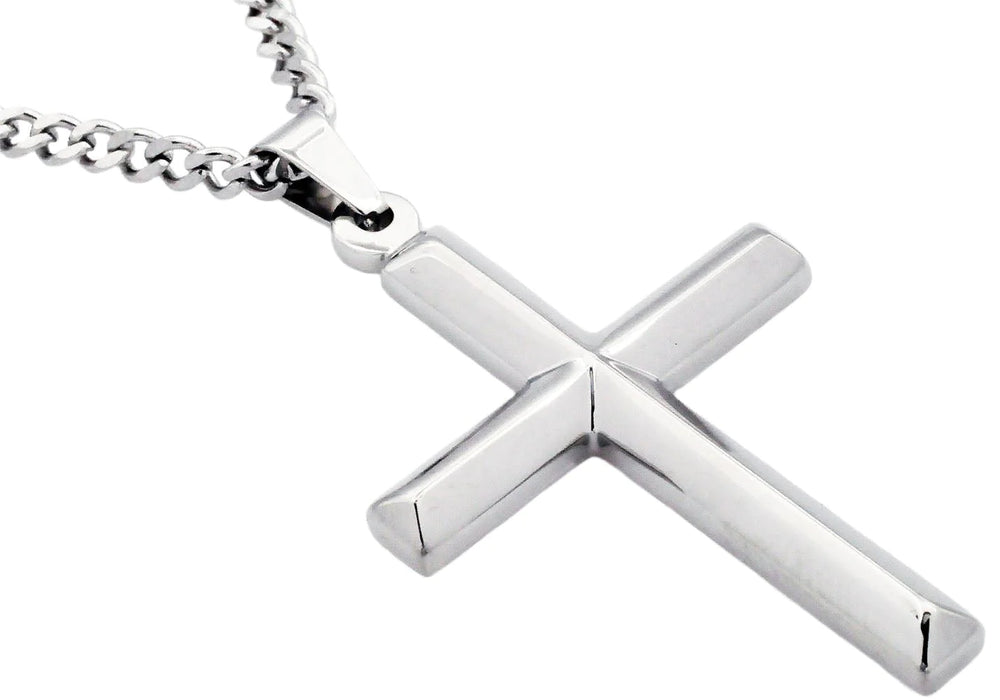 Blackjack Jewelry Blackjack Men's Cross Necklace SS BJP165W - Time After Time Watches