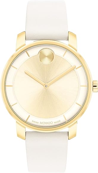 Movado Bold Access 3600963 Swiss Women's Gold Cream Leather Watch ...