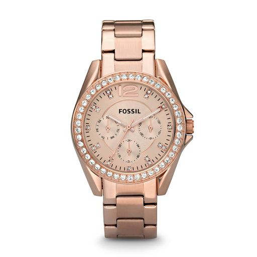 Fossil Fossil Riley Rose Gold Dial Glitz Top Ring Rose Bracelet ES2811 - Time After Time Watches