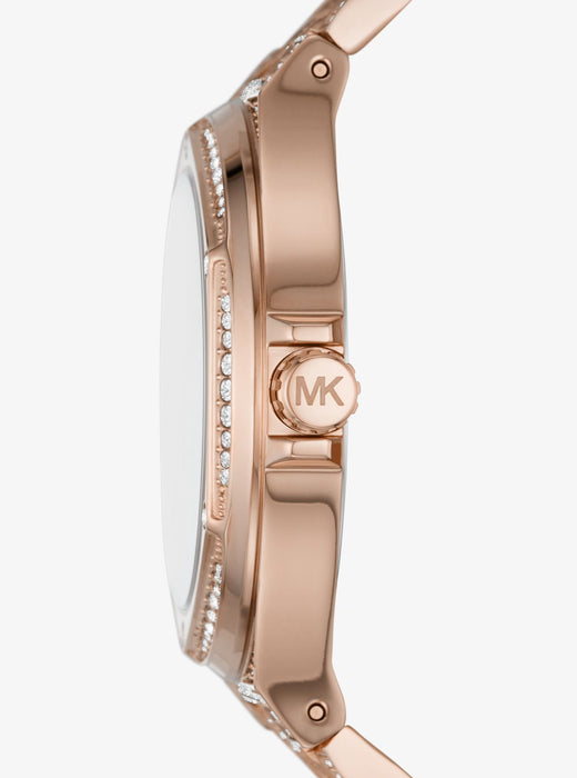 Michael Kors Oversized Lennox Pavé Rose Gold-Tone Watch - Time After Time Watches