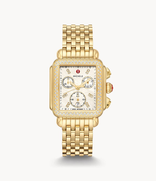 Michele Michele Ladies' Deco 18k Gold Diamond Bezel 18MM - Time After Time Watches