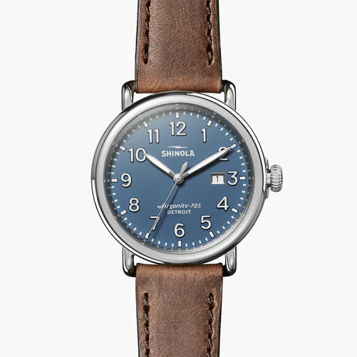 Shinola Shinola, The Runwell 41mm Matte Blue Velvet Dial Brown Leather - Time After Time Watches