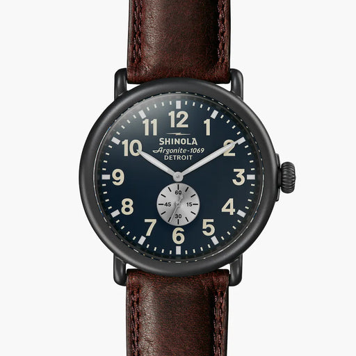 Shinola Shinola, The Runwell 47mm Midnight Blue Dial Brown Leather - Time After Time Watches